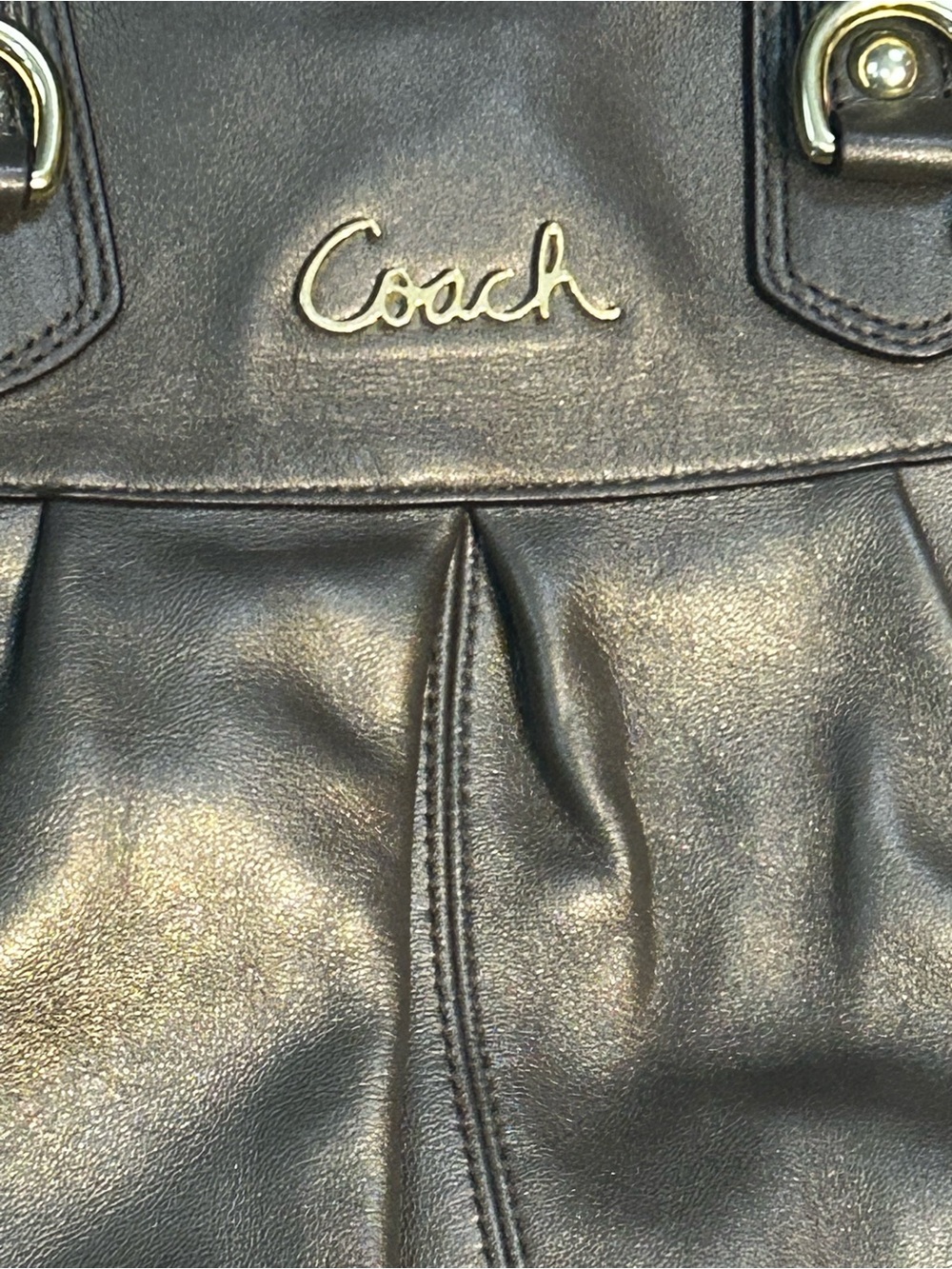 a Coach Ashley Metallic Leather Carryall (Style F15513) excellent preowned